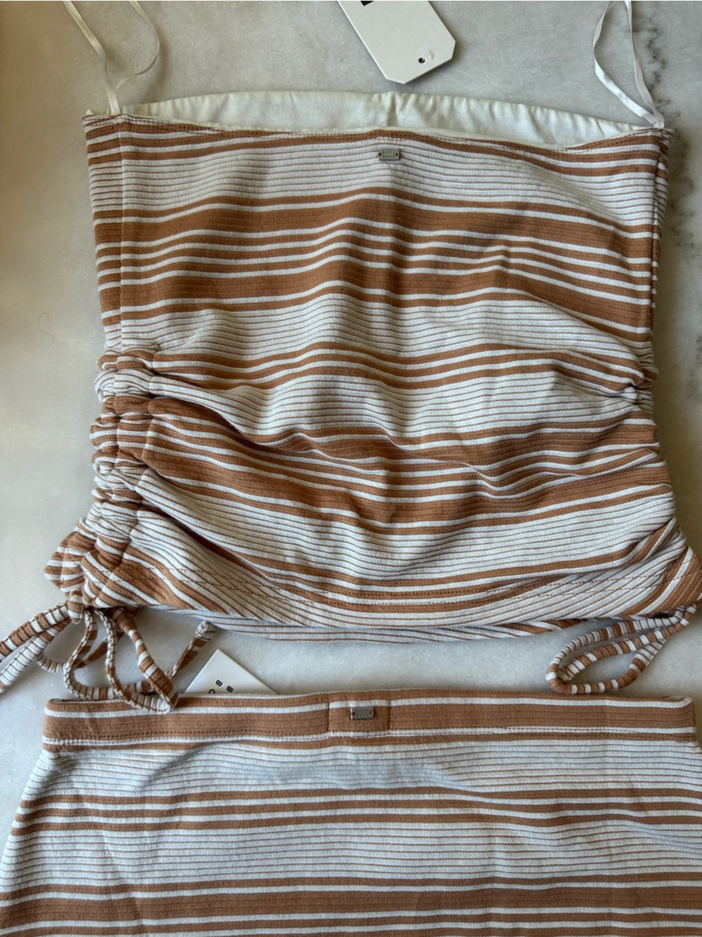 Billabong Beige and White Striped Mini Skirt - Picture 4 of 5
